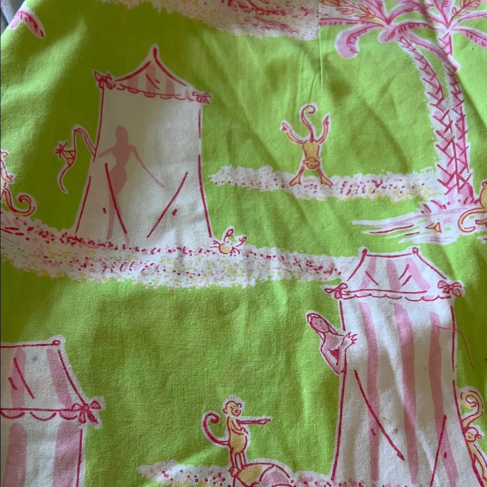 Lilly Pulitzer Green and Pink Mini Skirt with Floral Accents - Picture 5 of 7
